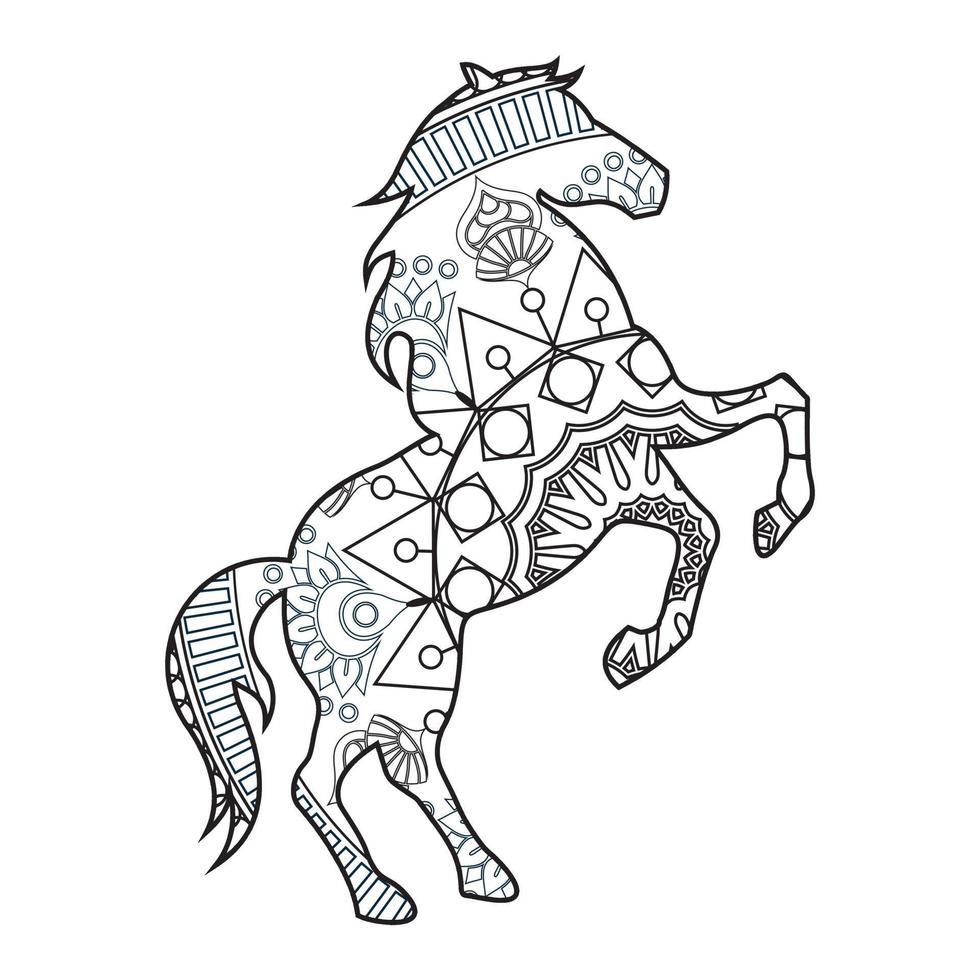 Mandala Horse Coloring Page vector