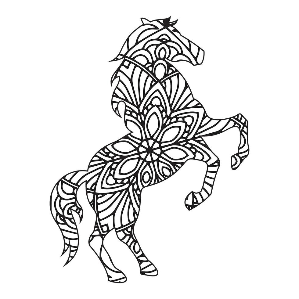 mandala caballo página para colorear vector
