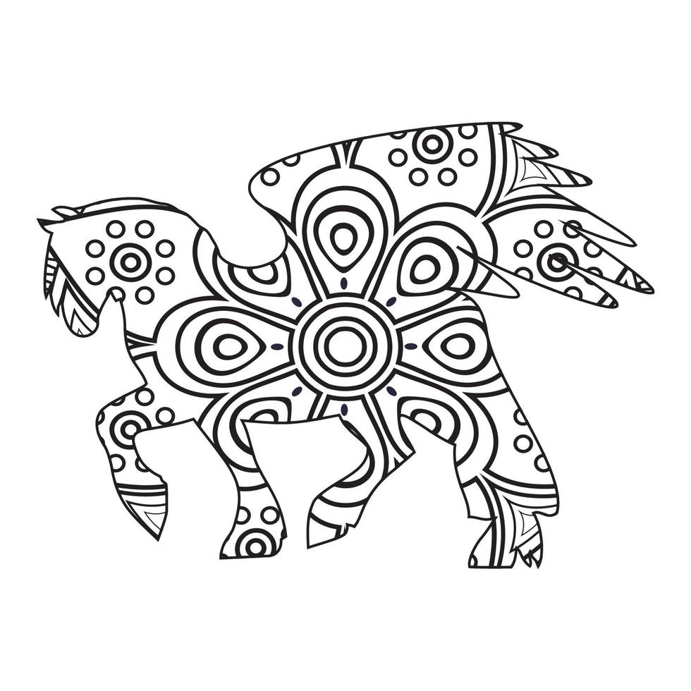 Mandala Horse Coloring Page vector
