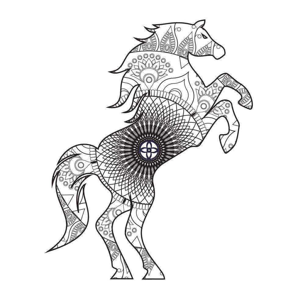 Mandala Horse Coloring Page vector