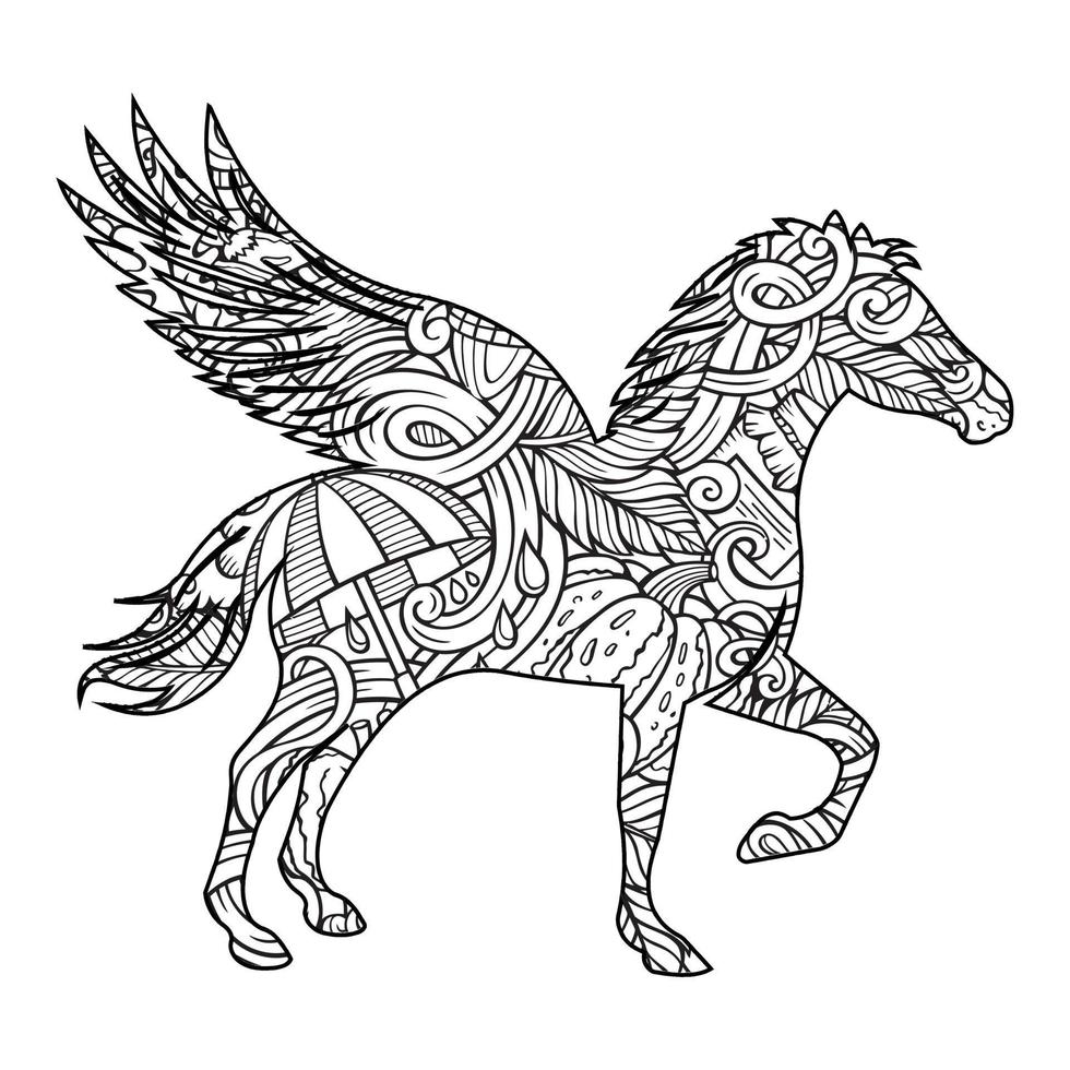 Mandala Horse Coloring Page vector