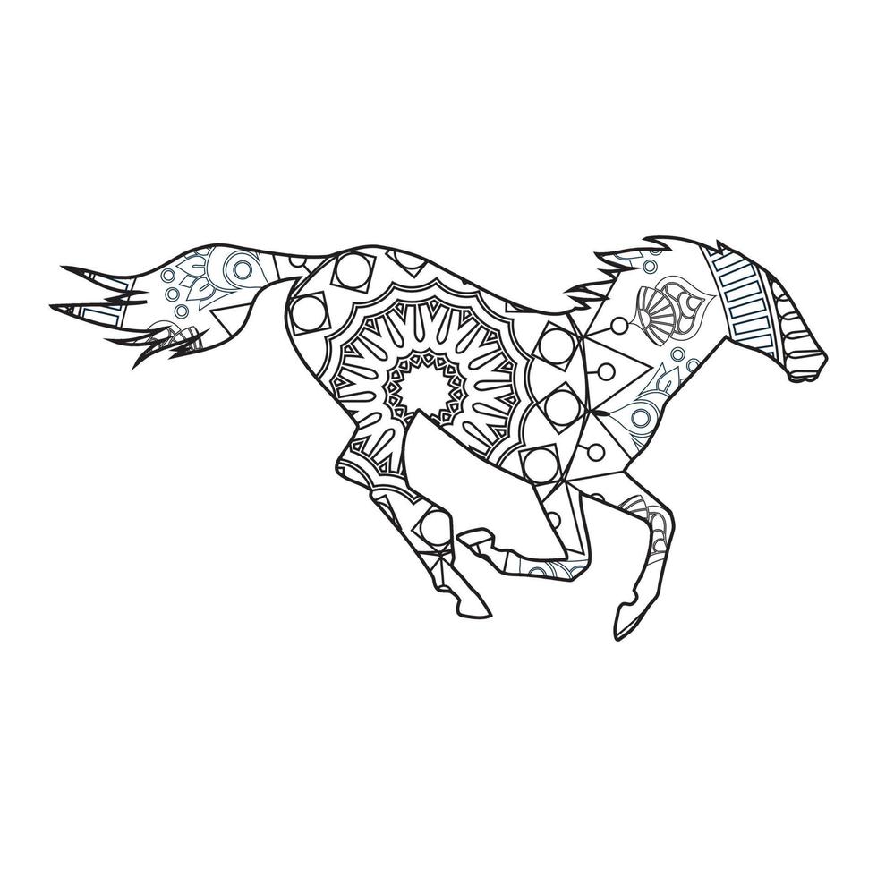 Mandala Horse Coloring Page vector