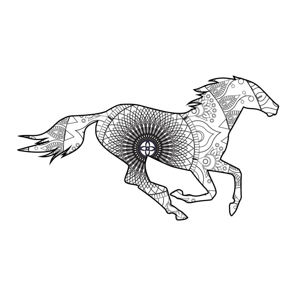 mandala caballo página para colorear vector