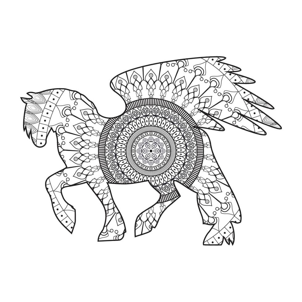 Mandala Horse Coloring Page vector