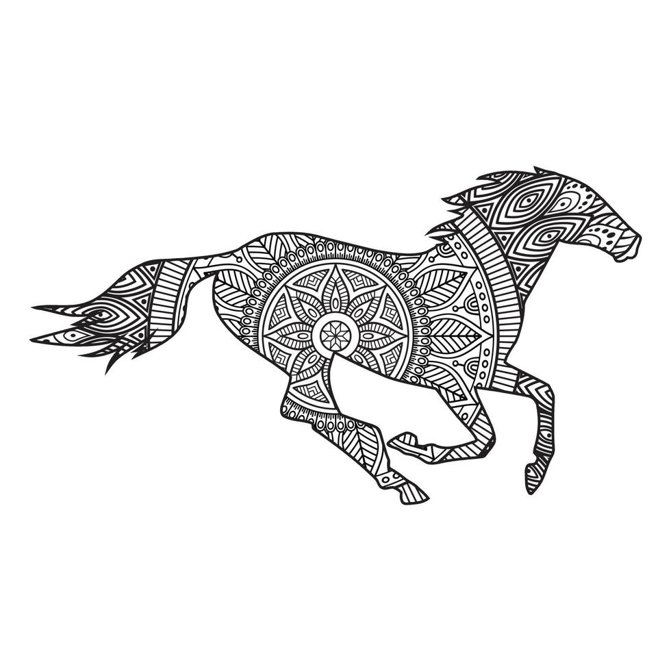 Mandala Horse Coloring Page vector