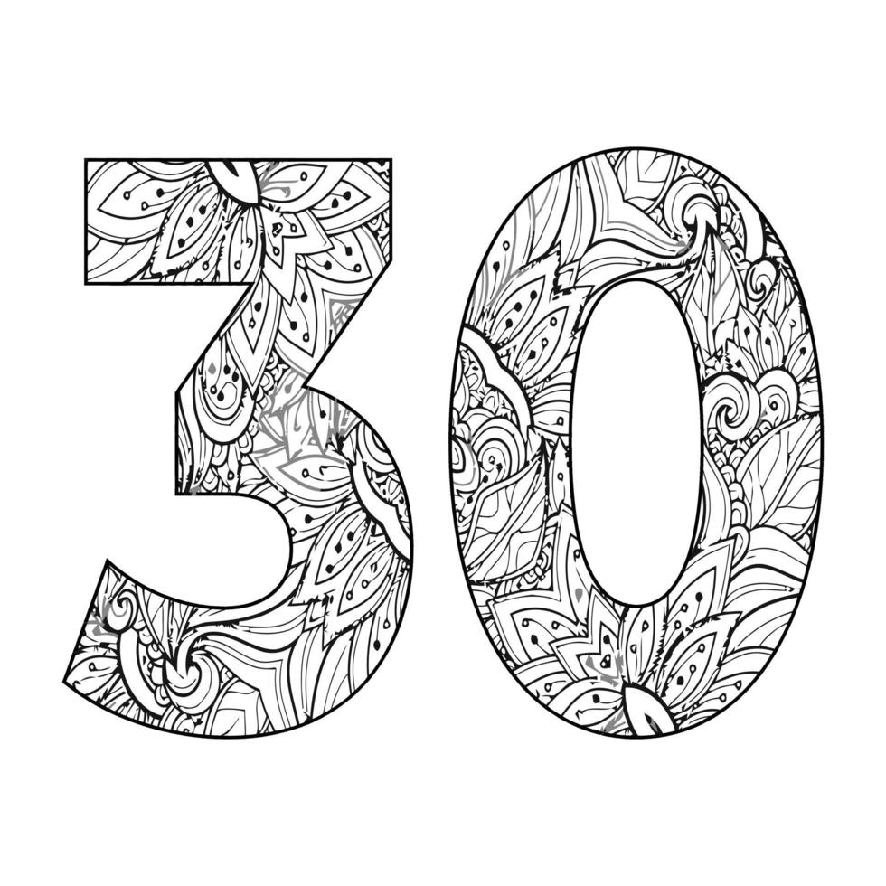 Mandala Number Coloring Page For Kids vector