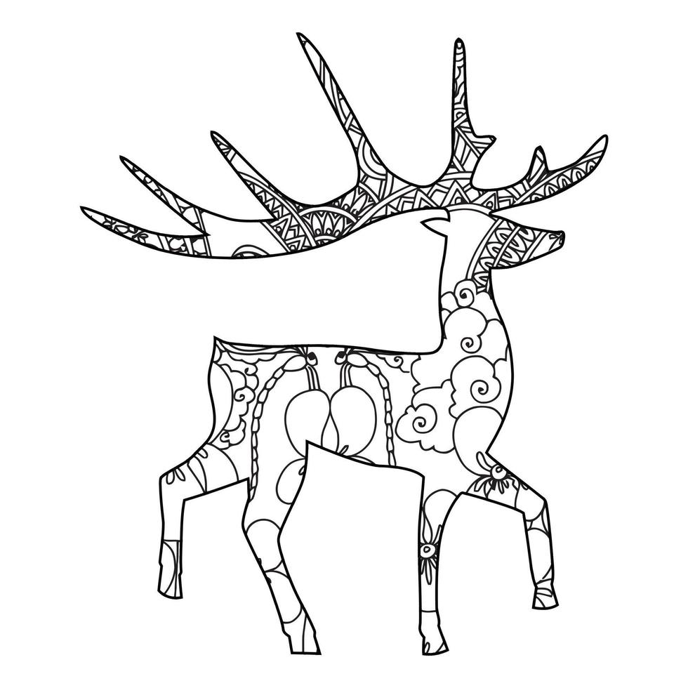 Mandala Deer Coloring Page vector