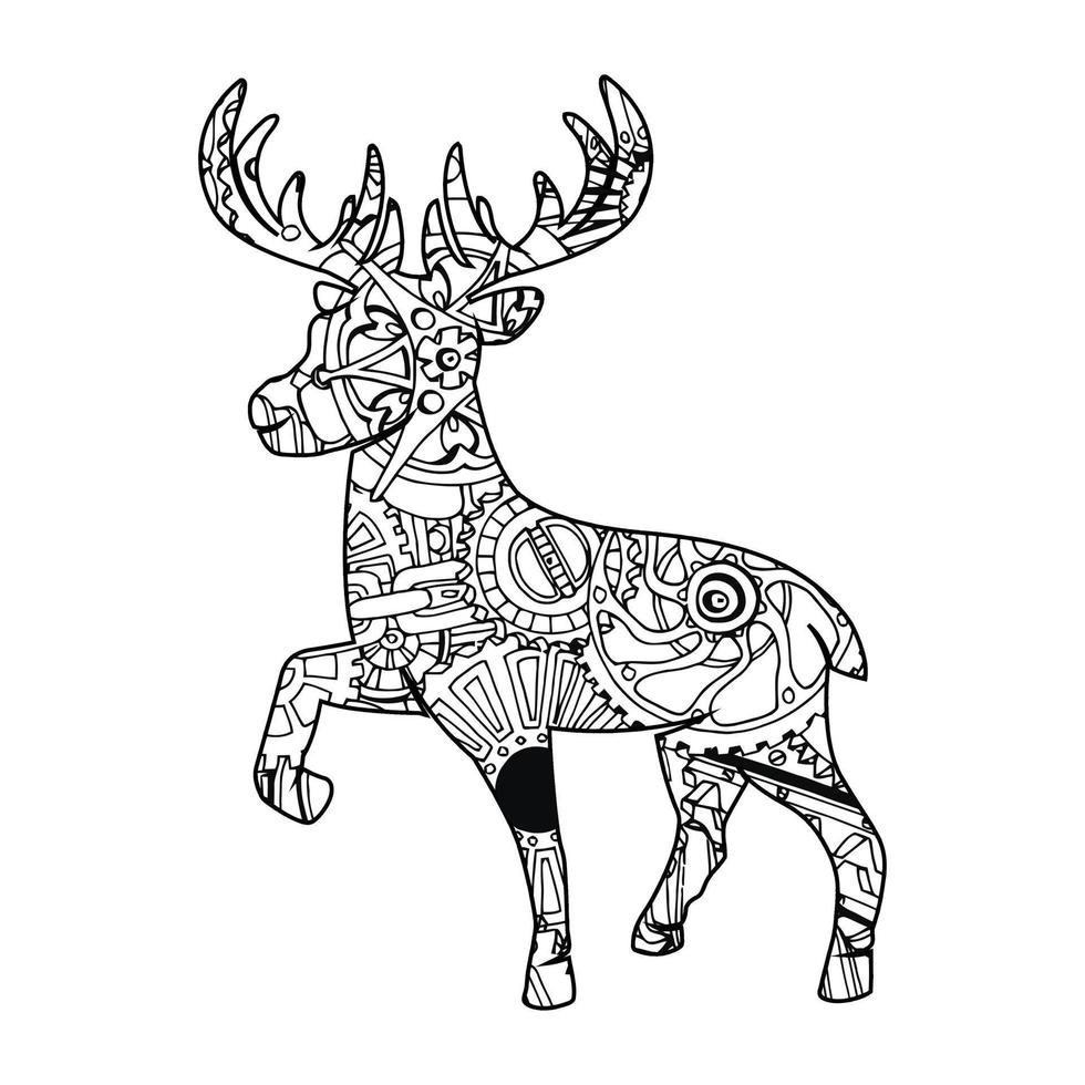 Mandala Deer Coloring Page vector