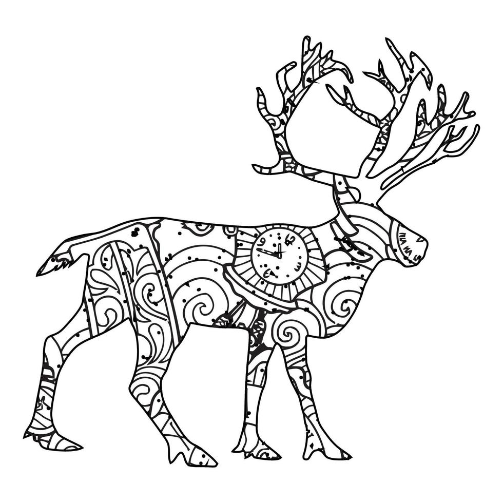 Mandala Deer Coloring Page vector