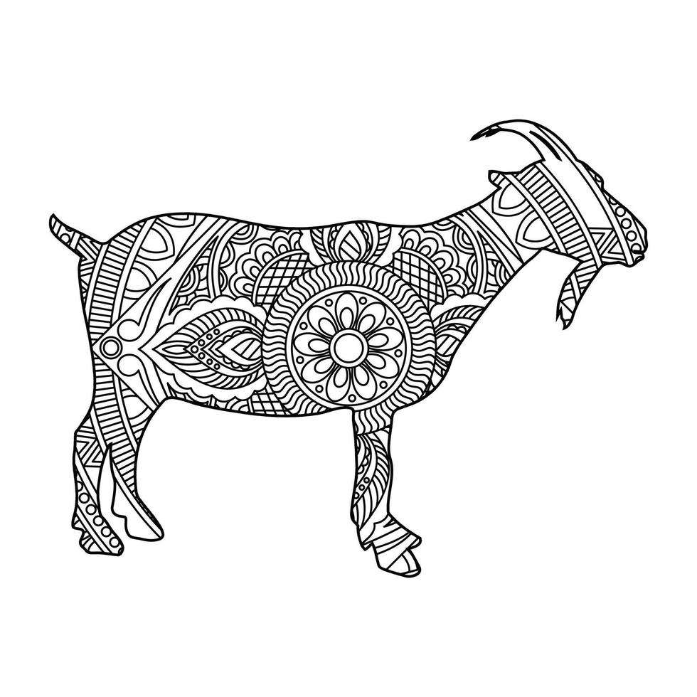 Mandala Goat Coloring Page vector