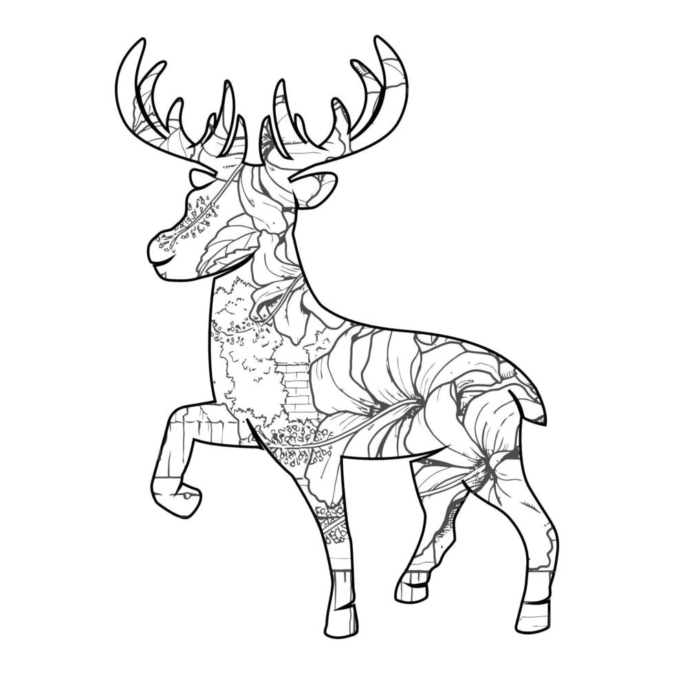 Mandala Deer Coloring Page vector