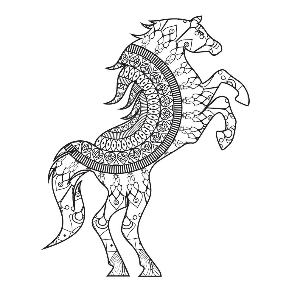 Mandala Horse Coloring Page 7063932 Vector Art at Vecteezy