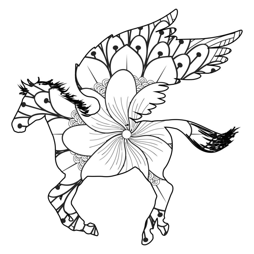 Mandala Horse Coloring Page vector