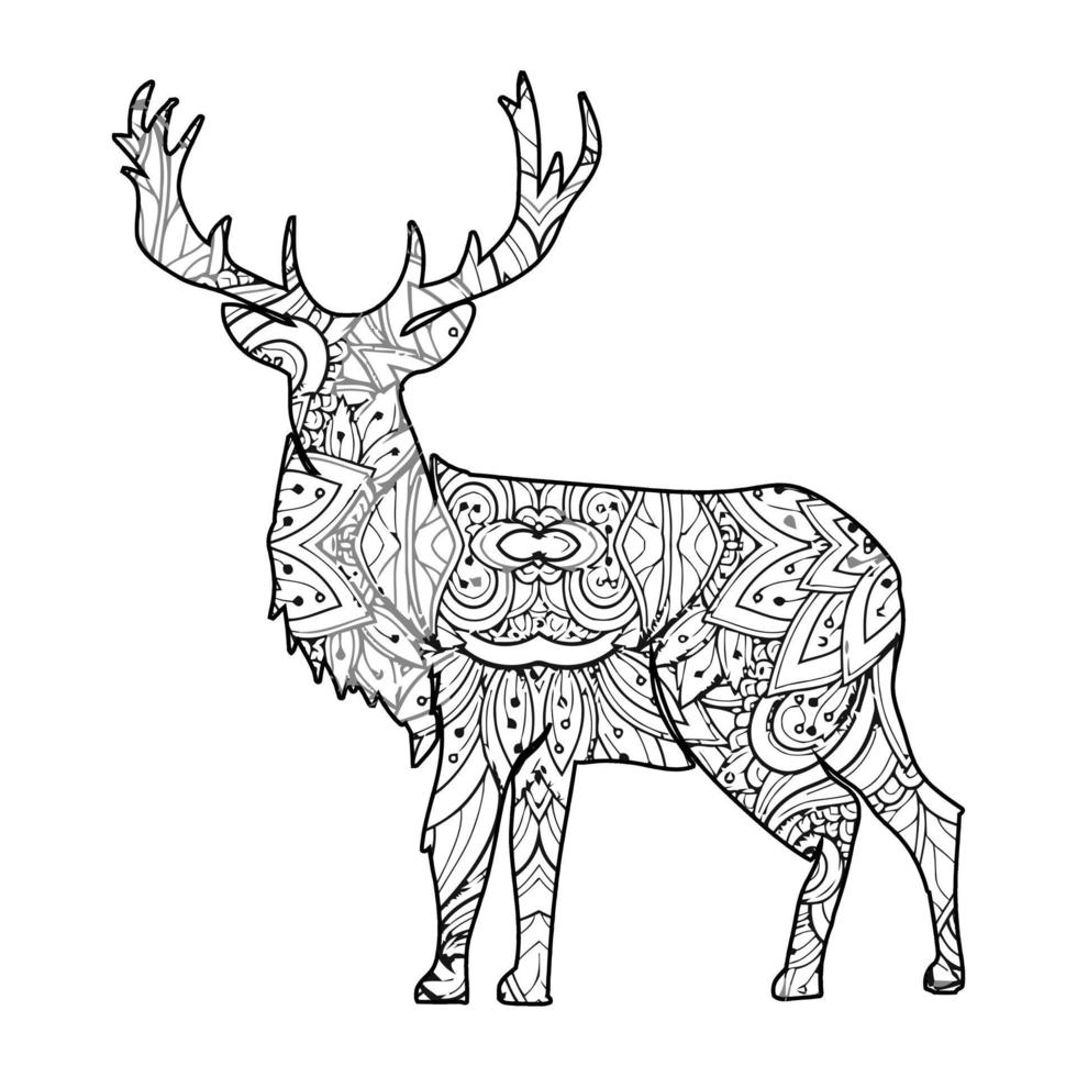 Mandala Deer Coloring Page vector