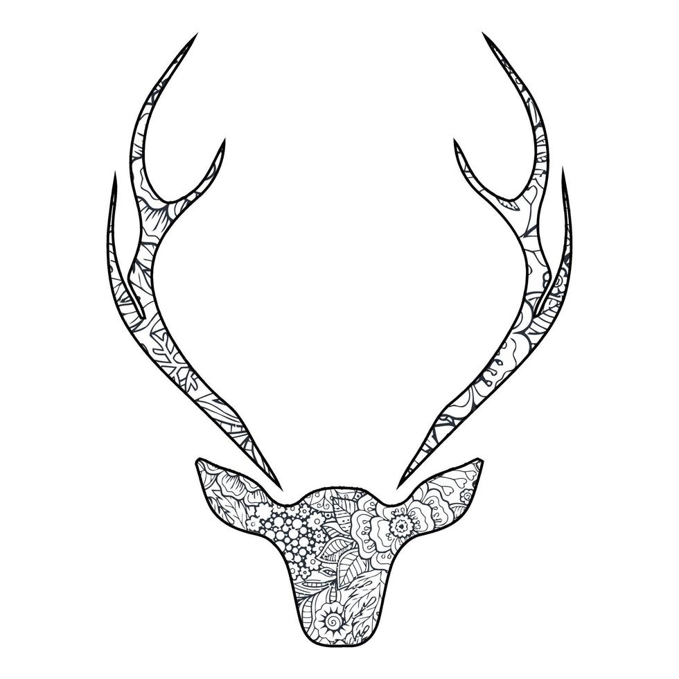 Mandala Deer Coloring Page vector
