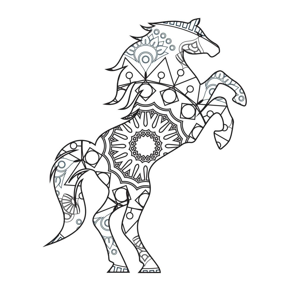 mandala caballo página para colorear vector