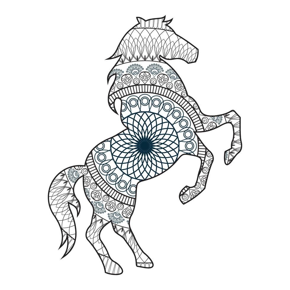 mandala caballo página para colorear vector