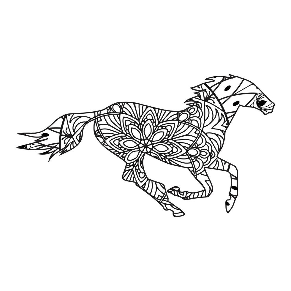 Mandala Horse Coloring Page vector
