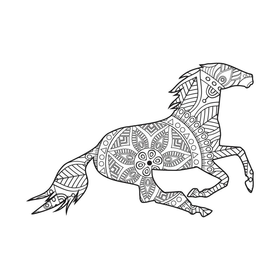 Mandala Horse Coloring Page vector