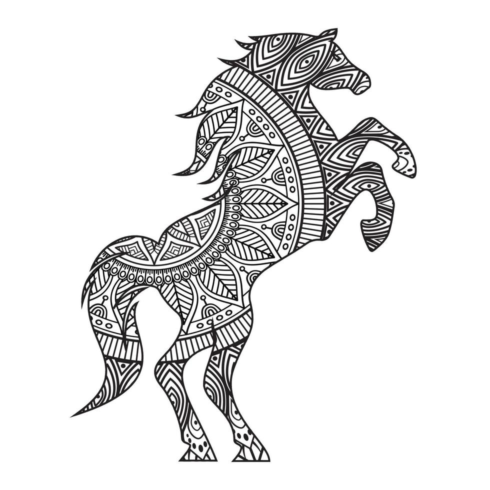 Mandala Horse Coloring Page vector
