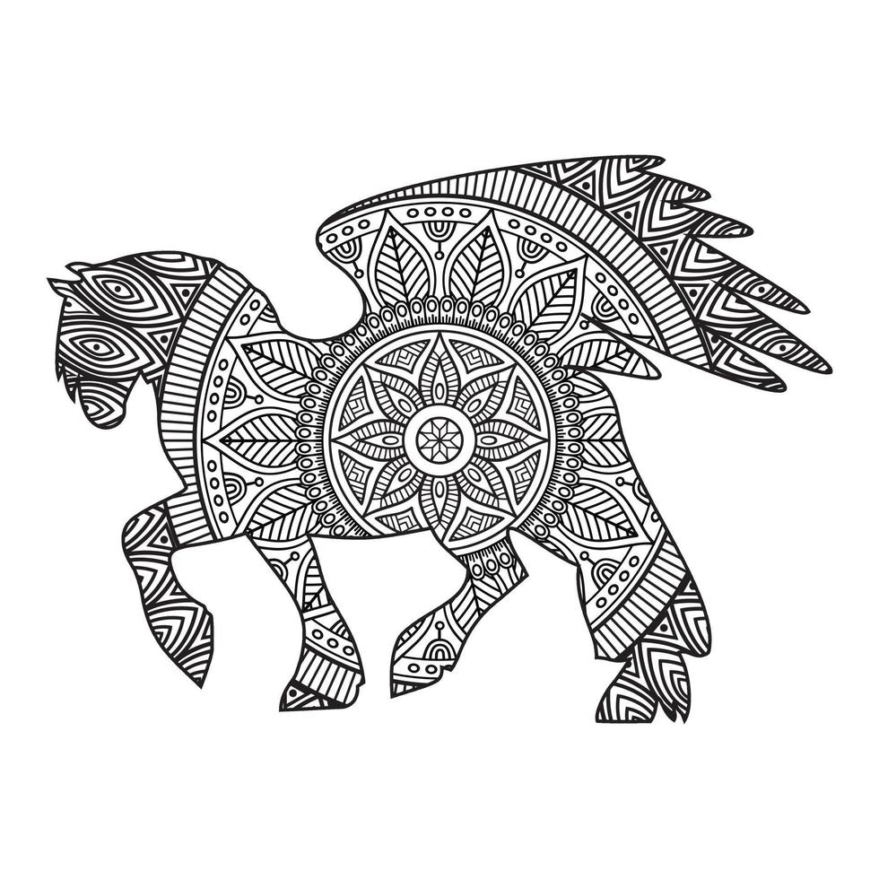 Mandala Horse Coloring Page vector
