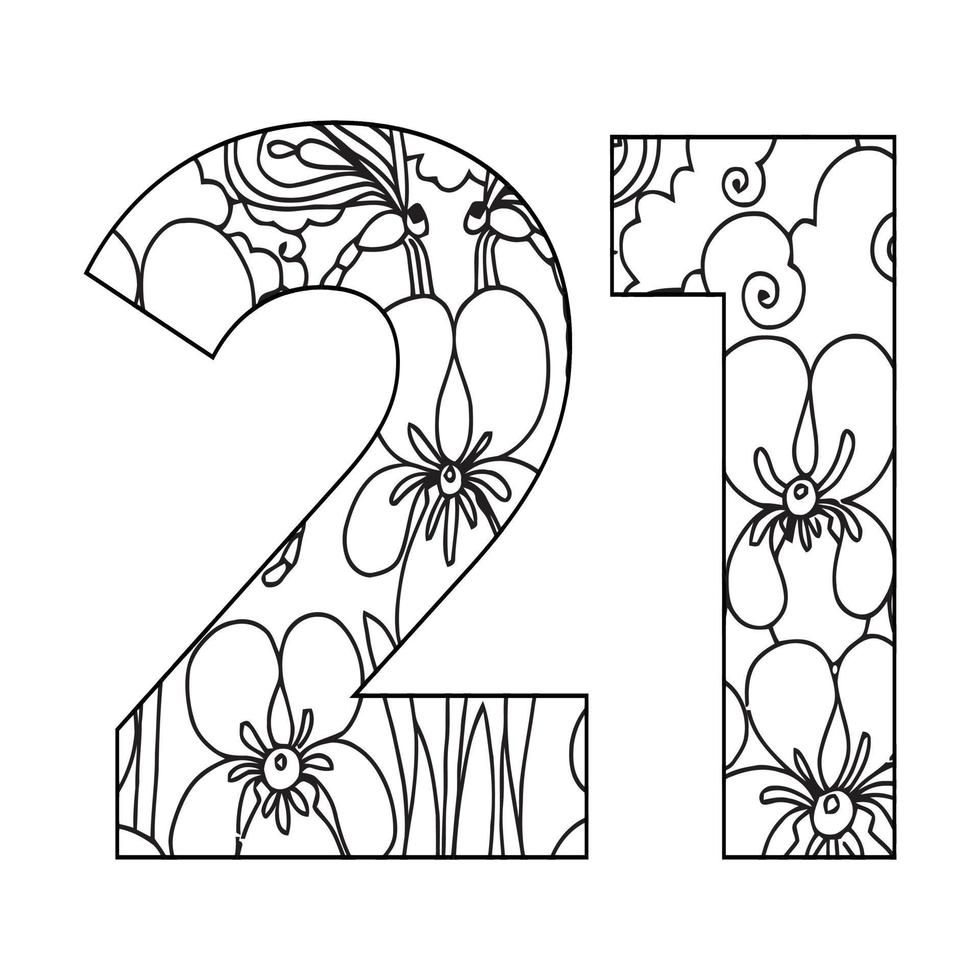 Mandala Number Coloring Page For Kids vector