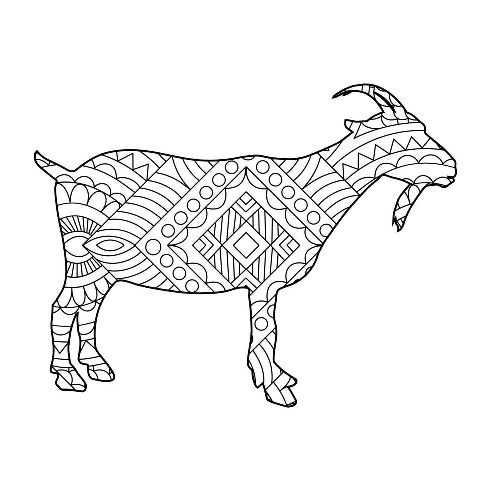 Mandala Goat Coloring Page vector