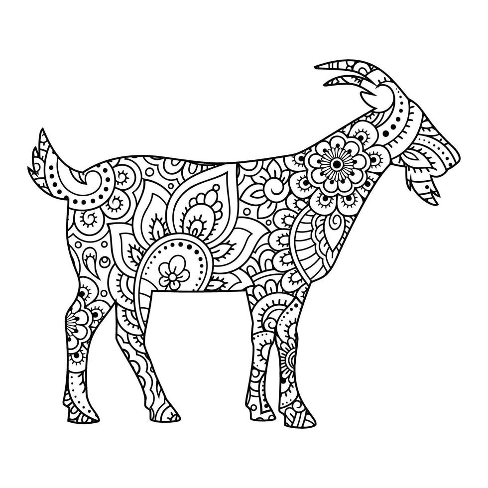 Mandala Goat Coloring Page vector