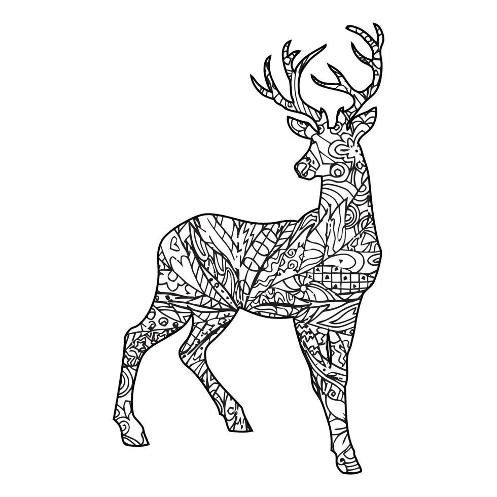 Mandala Deer Coloring Page vector