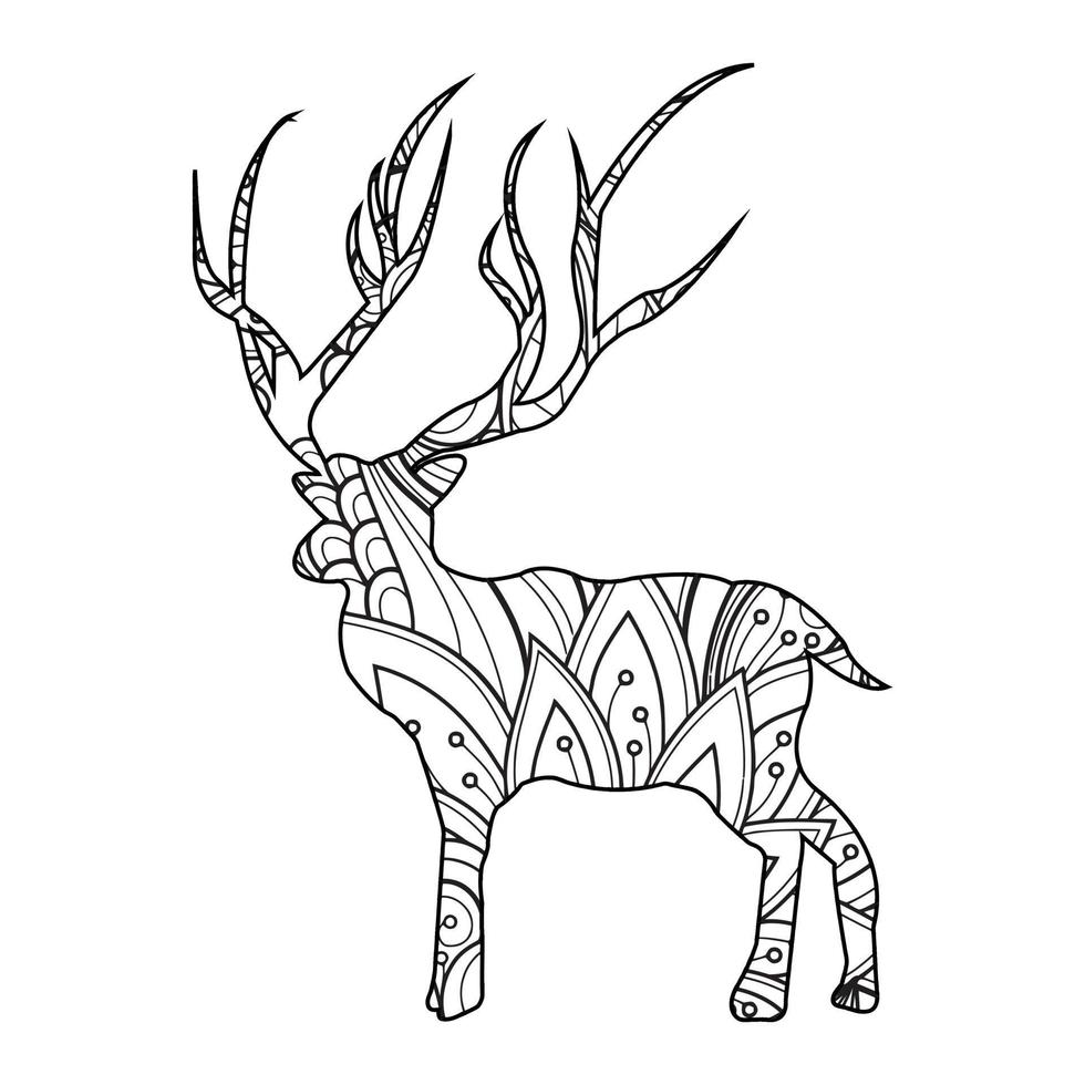 Mandala Deer Coloring Page vector