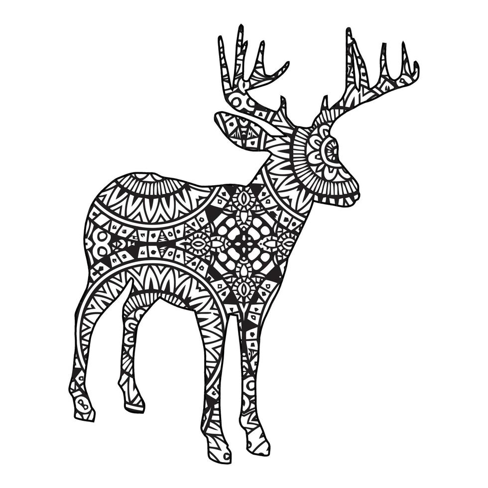 Mandala Deer Coloring Page vector