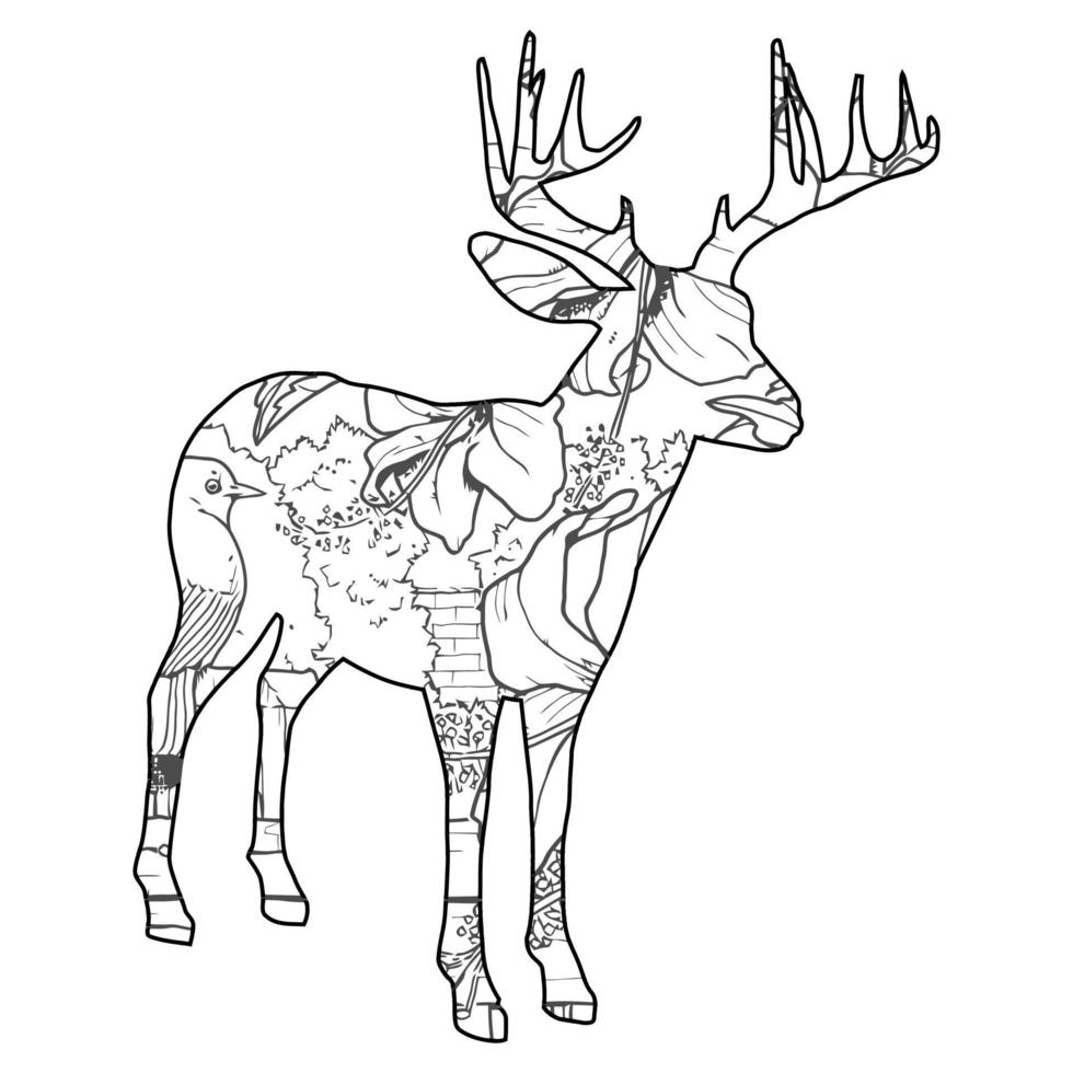 Mandala Deer Coloring Page vector