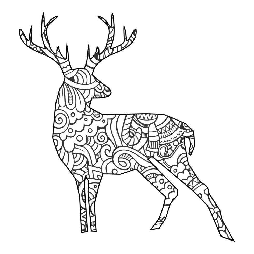 Mandala Deer Coloring Page vector