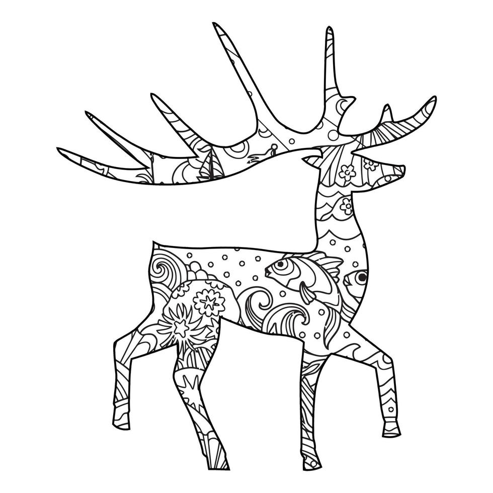 Mandala Deer Coloring Page vector