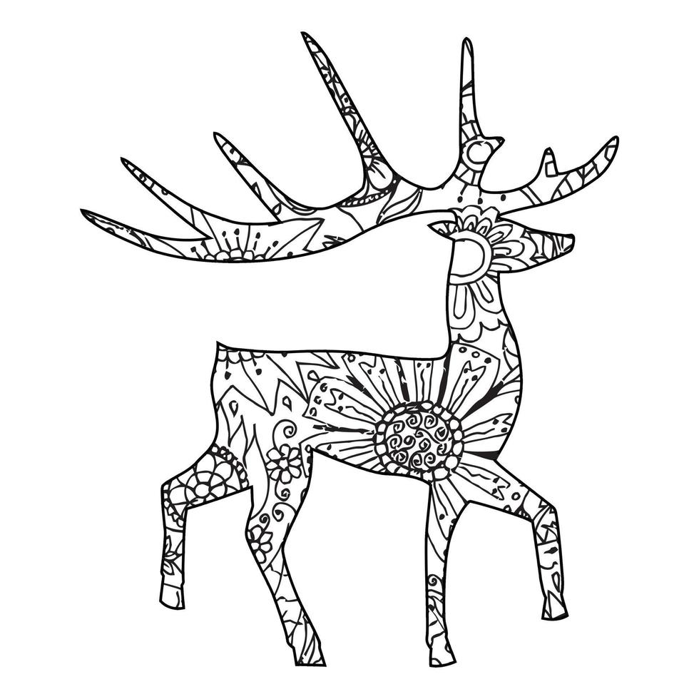 Mandala Deer Coloring Page vector