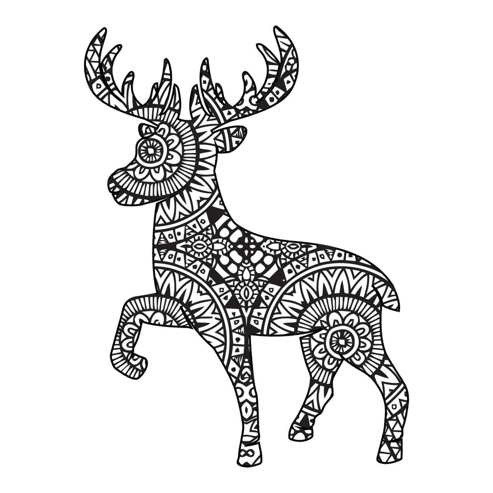 Mandala Deer Coloring Page vector