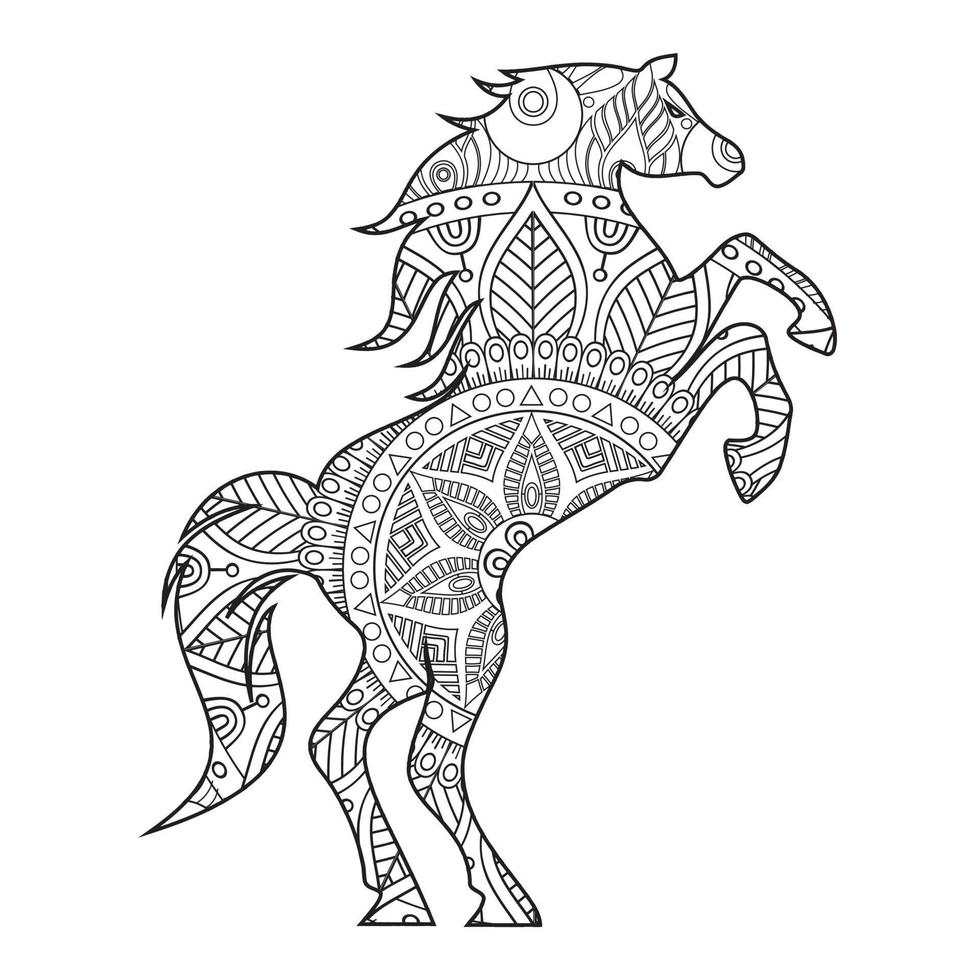 mandala caballo página para colorear vector