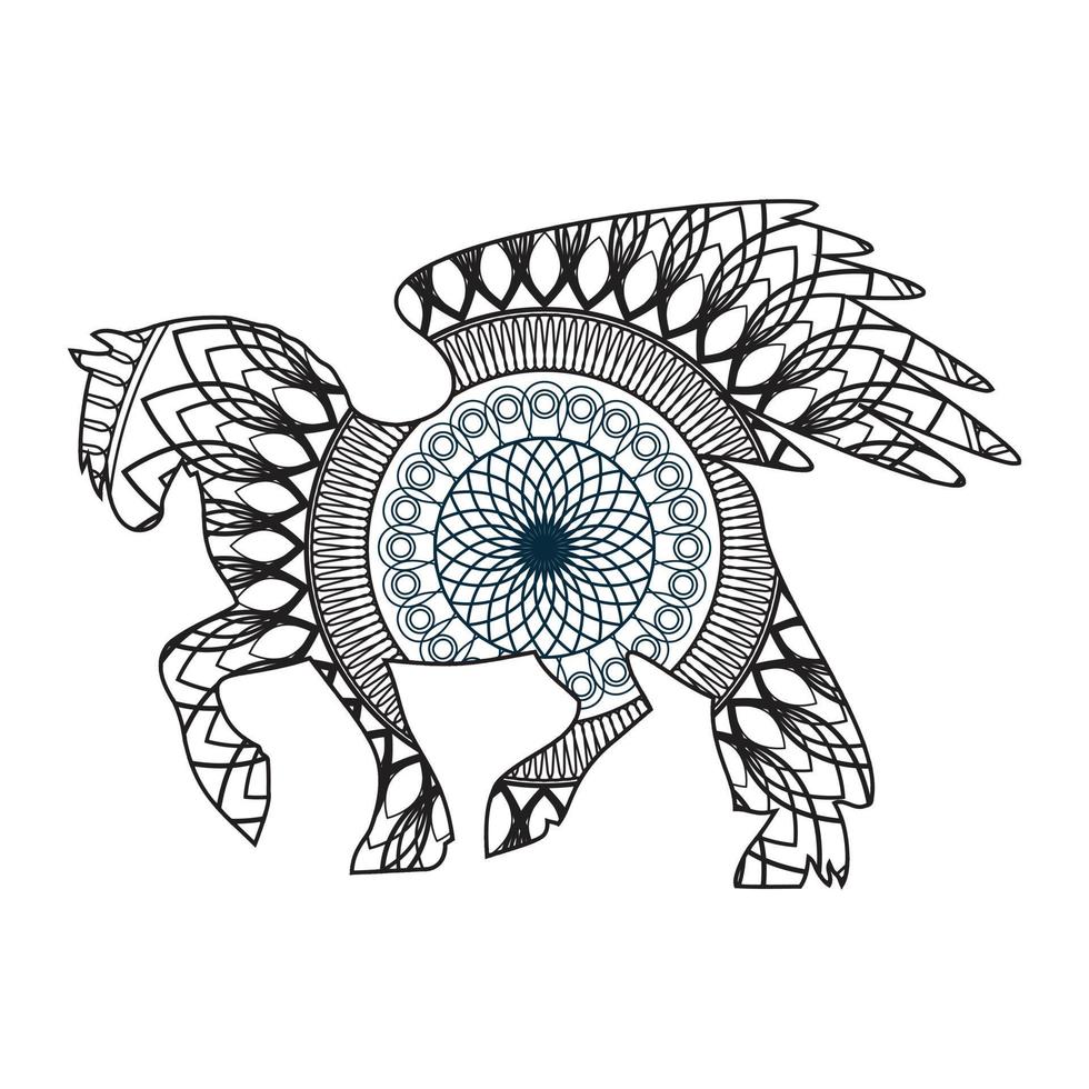 Mandala Horse Coloring Page vector