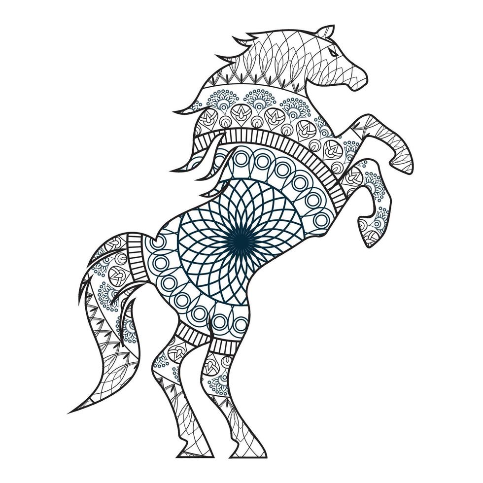 Mandala Horse Coloring Page vector