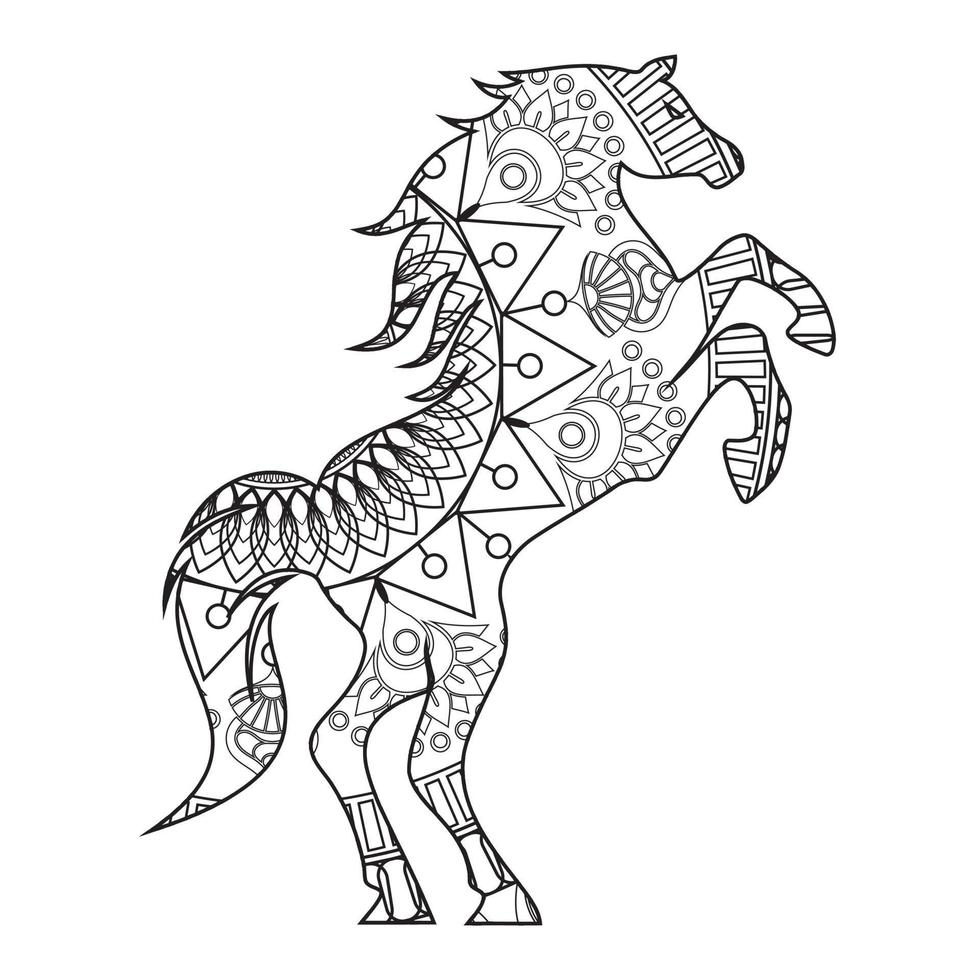 Mandala Horse Coloring Page vector