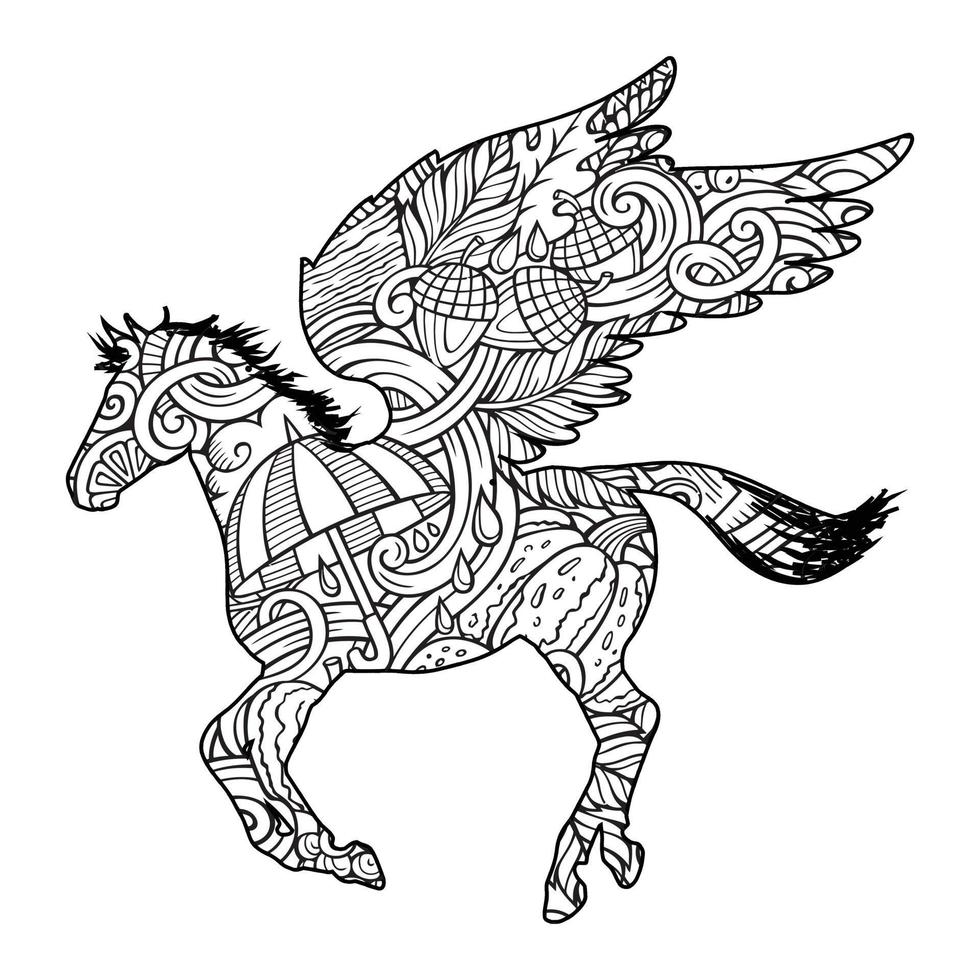 Mandala Horse Coloring Page vector