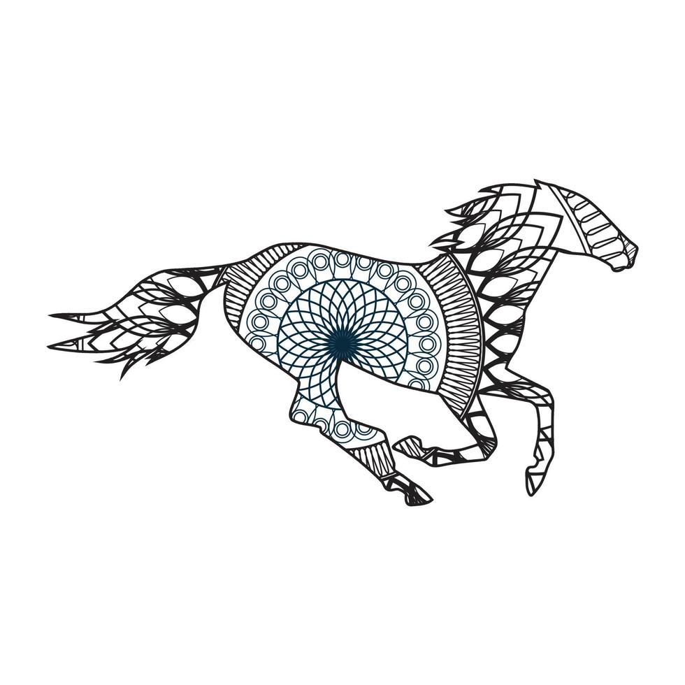Mandala Horse Coloring Page vector