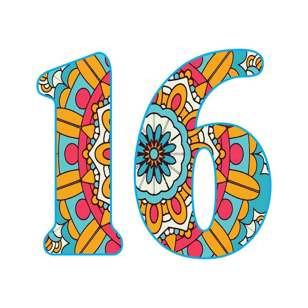 Mandala Number Colorful Page For Kids vector