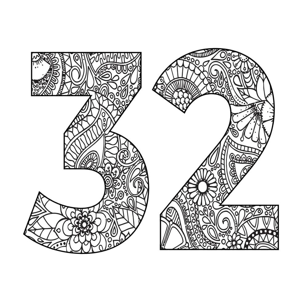 Mandala Number Coloring Page For Kids vector