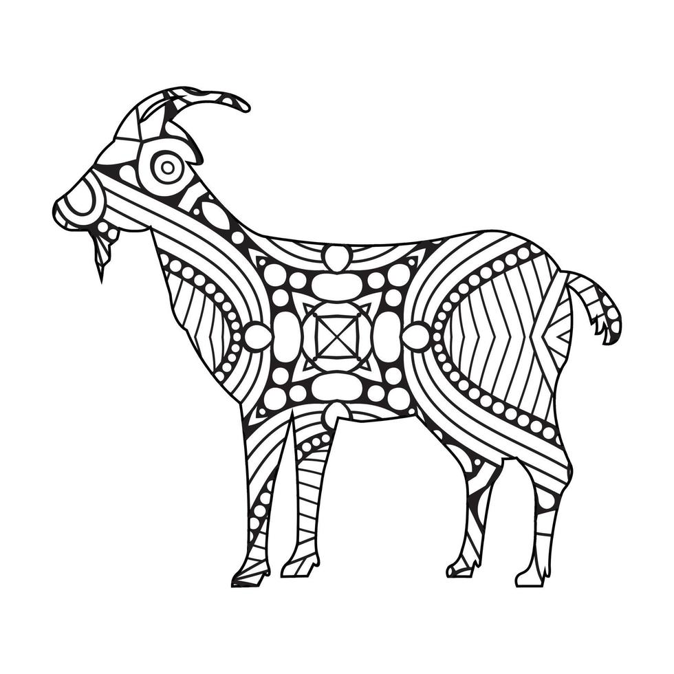 Mandala Goat Coloring Page vector
