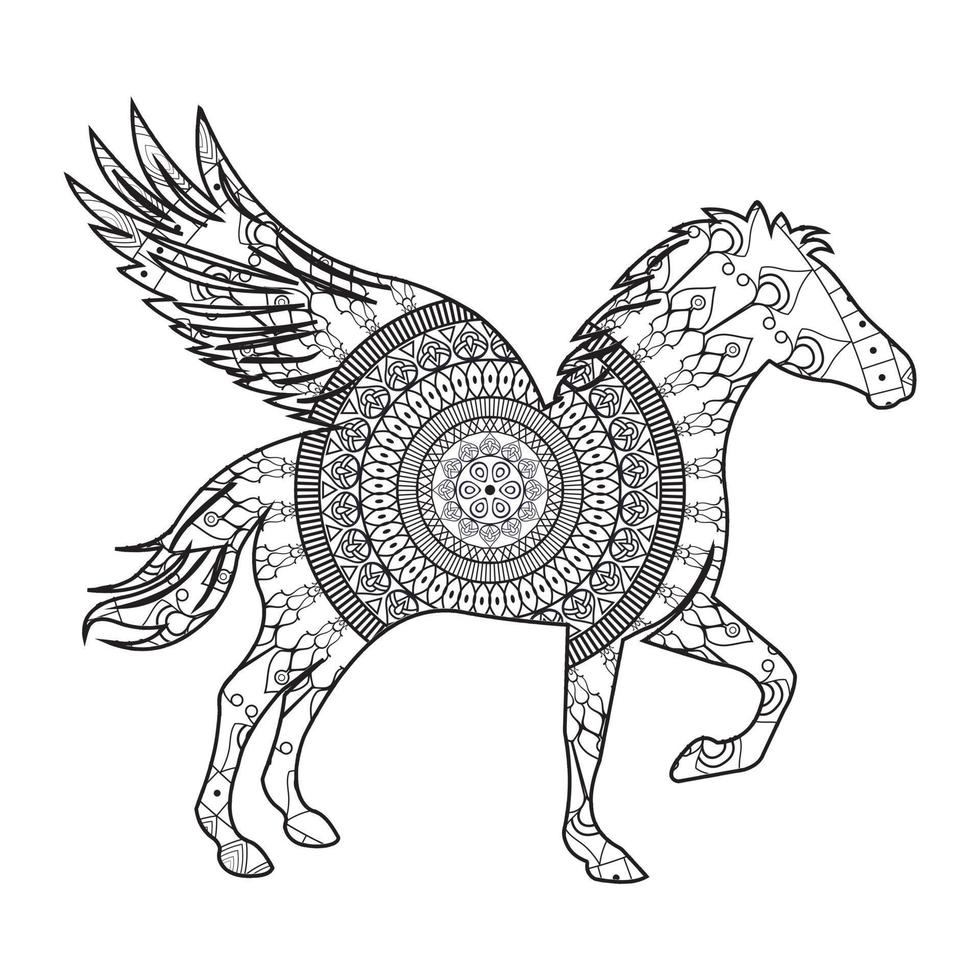 mandala horse coloring page 7064026 vector art at vecteezy