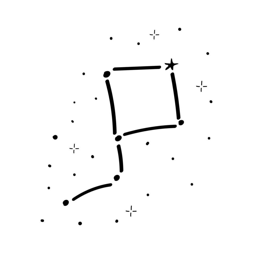 icono de constelación simple, boceto de elemento dibujado a mano en estilo de fideos. espacio. oso constelación sistema solar. ilustración vectorial aislada. vector