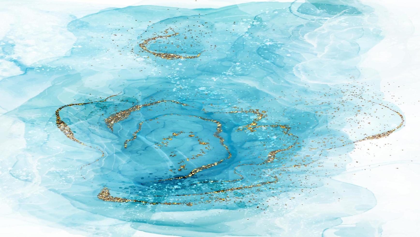 Pastel color liquid marble watercolor background with white lines and brush stains. Teal turquoise marbled alcohol ink drawing effect. Vector illustration backdrop, watercolour wedding invitation.