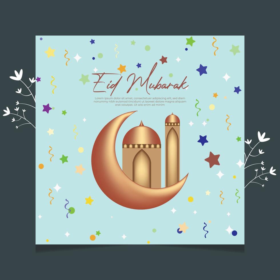 decoración eid mubarak publicación en redes sociales vector