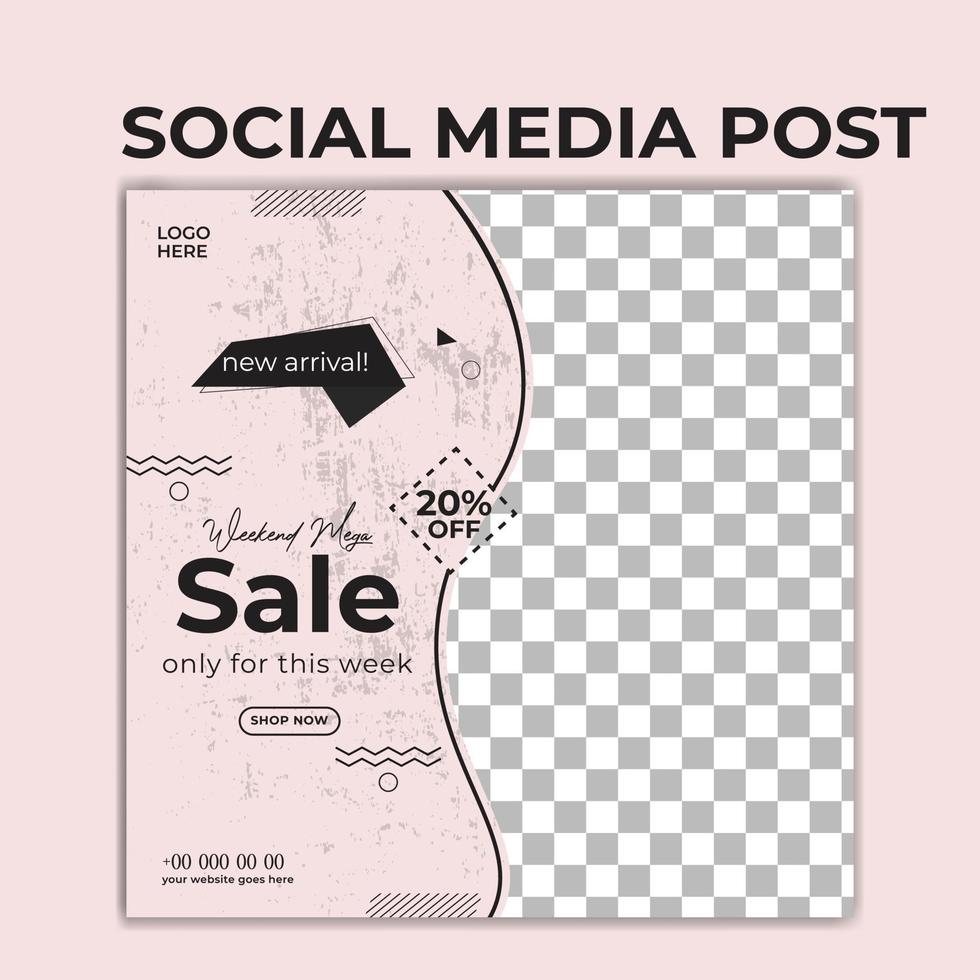 Weekend mega sale social media post vector